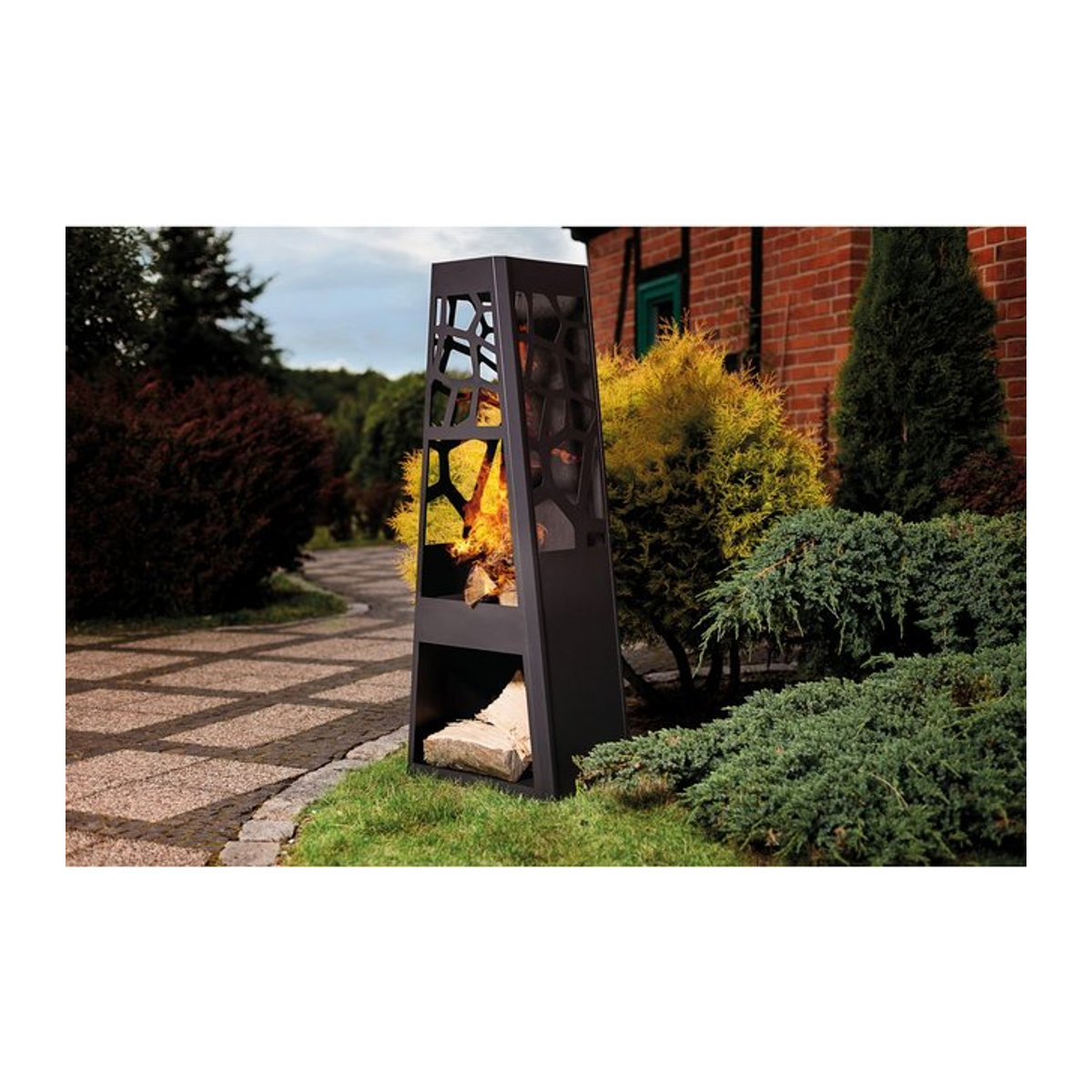Dobar Gartenkamin XL Schwarz, B/T/H: 48 x 30,5 x 124 cm - Bild 1