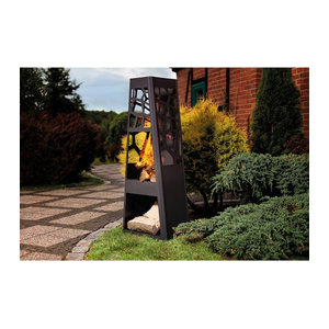 Dobar Gartenkamin XL Schwarz, B/T/H: 48 x 30,5 x 124 cm
