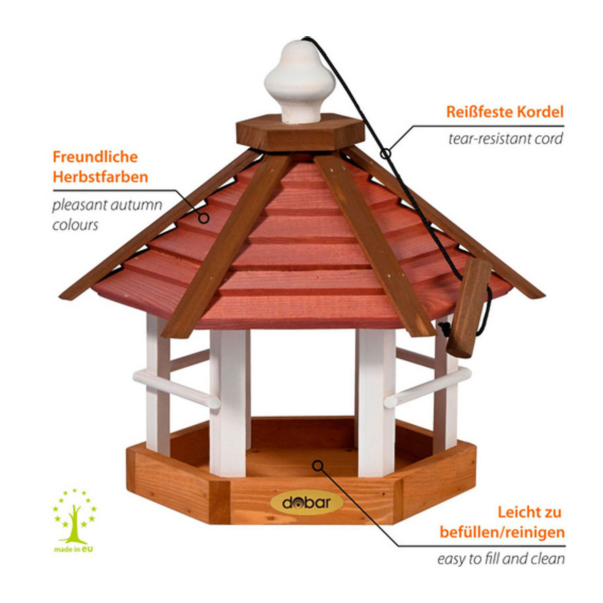 Dobar Vogelhaus Herbstfrüchte 2er-Set aus Kiefernholz hängend, B/T/H: 22,5 x 21 x 16 cm, bunt - Bild 2