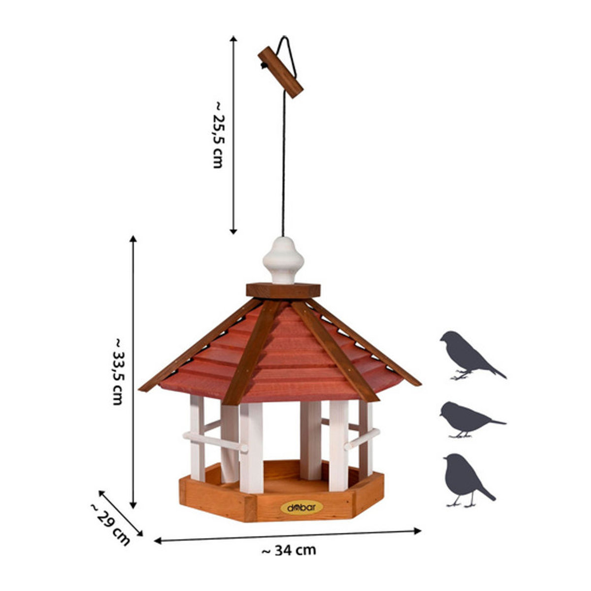 Dobar Vogelhaus Herbstfrüchte 2er-Set aus Kiefernholz hängend, B/T/H: 22,5 x 21 x 16 cm, bunt - Bild 4