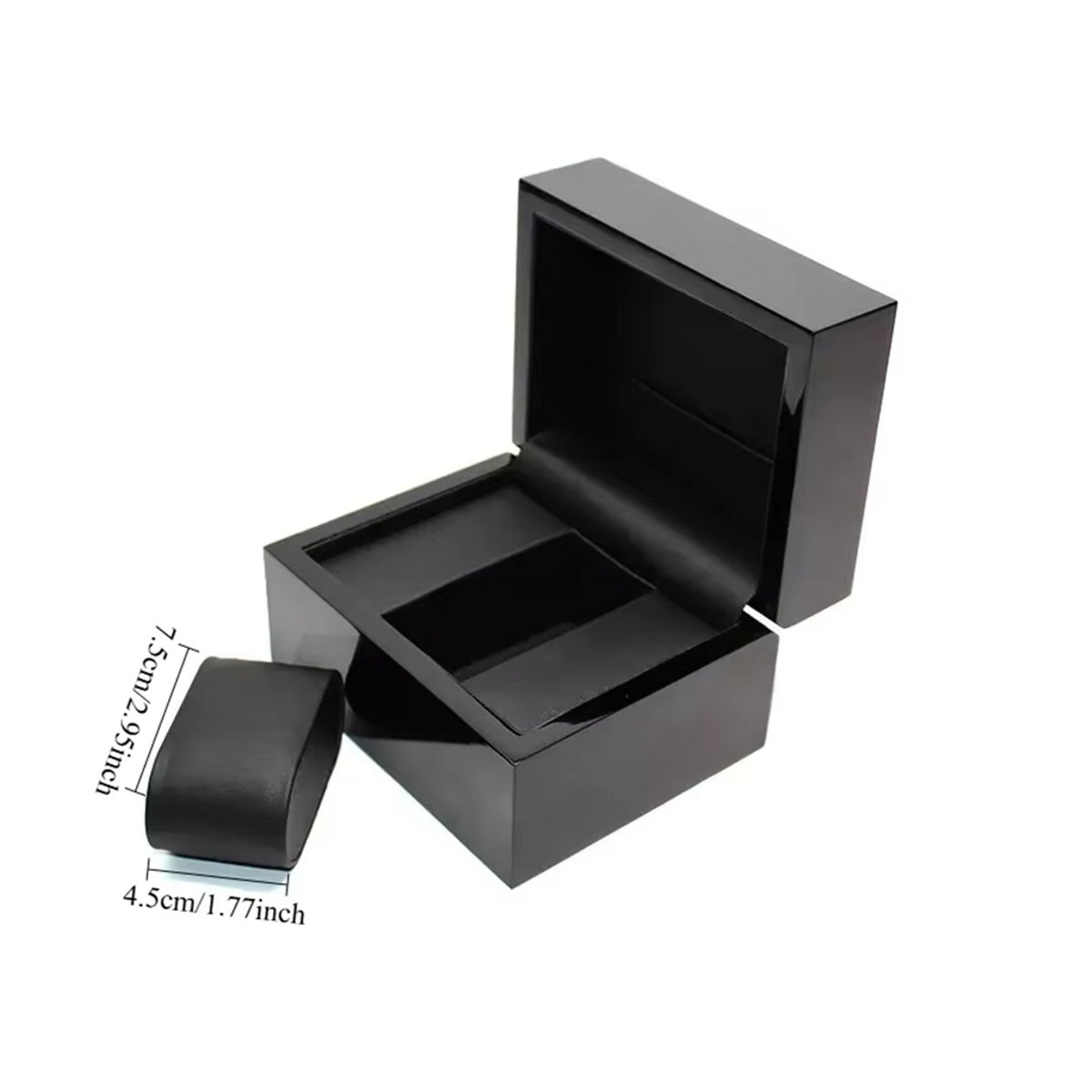 DOKW Uhrenaufbewahrungsbox aus Holz mit Lederfutter in Schwarz als minimalistischer Schmuck-Organizer - Bild 4