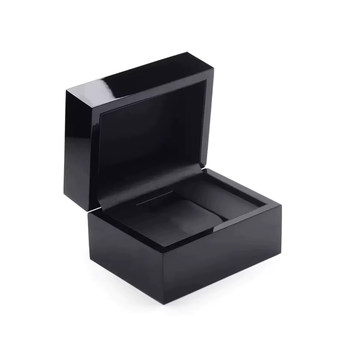 DOKW Uhrenaufbewahrungsbox aus Holz mit Lederfutter in Schwarz als minimalistischer Schmuck-Organizer - Bild 5