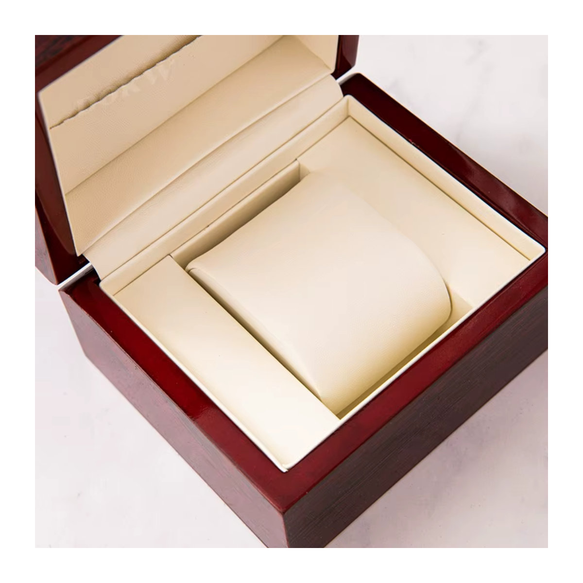 DOKW Uhrenbox aus Holz mit Klavierlack in Rot und Braun zur Aufbewahrung und Präsentation von mechanischen Armbanduhren - Bild 2