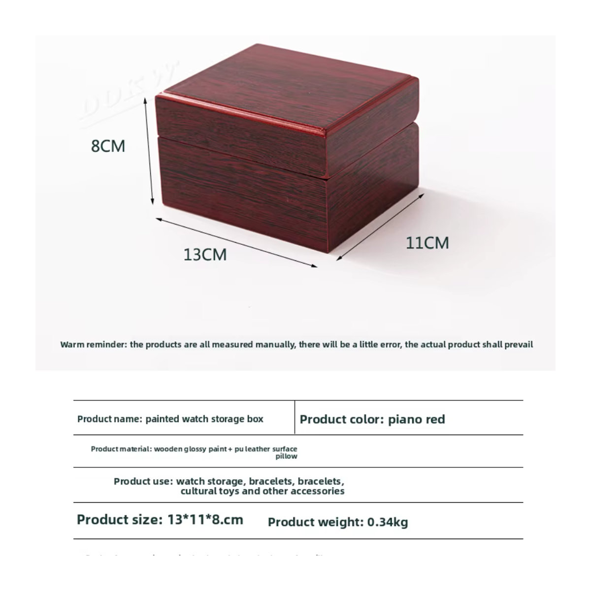 DOKW Uhrenbox aus Holz mit Klavierlack in Rot und Braun zur Aufbewahrung und Präsentation von mechanischen Armbanduhren - Bild 5