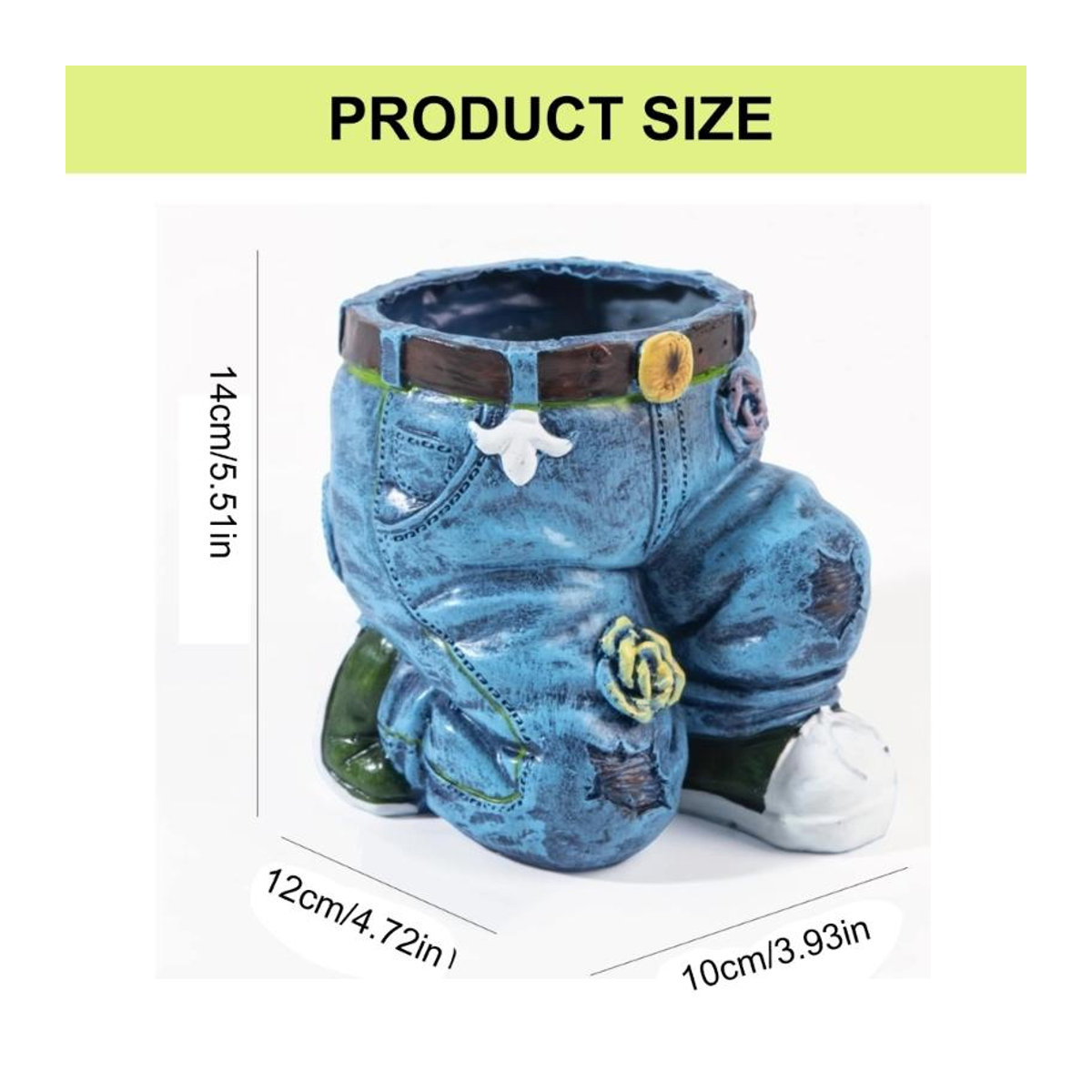 Dongyah Pflanztopf im Jeans-Design aus Kunstharz in Blau für Garten und Außenbereich - Bild 3