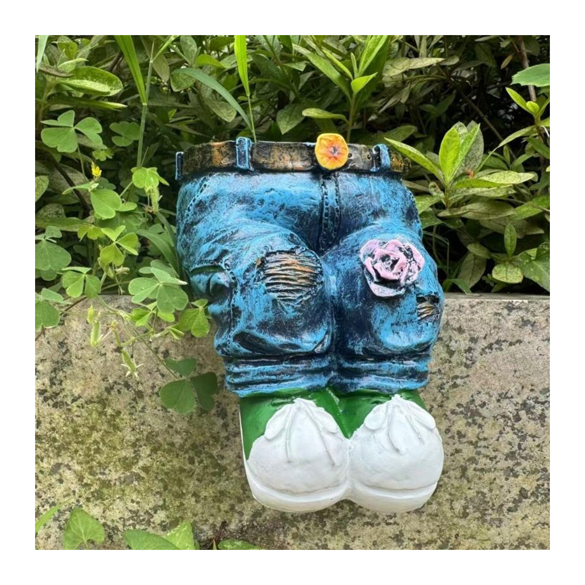 Dongyah Pflanztopf im Jeans-Design aus Kunstharz in Blau für Garten und Außenbereich - Bild 5
