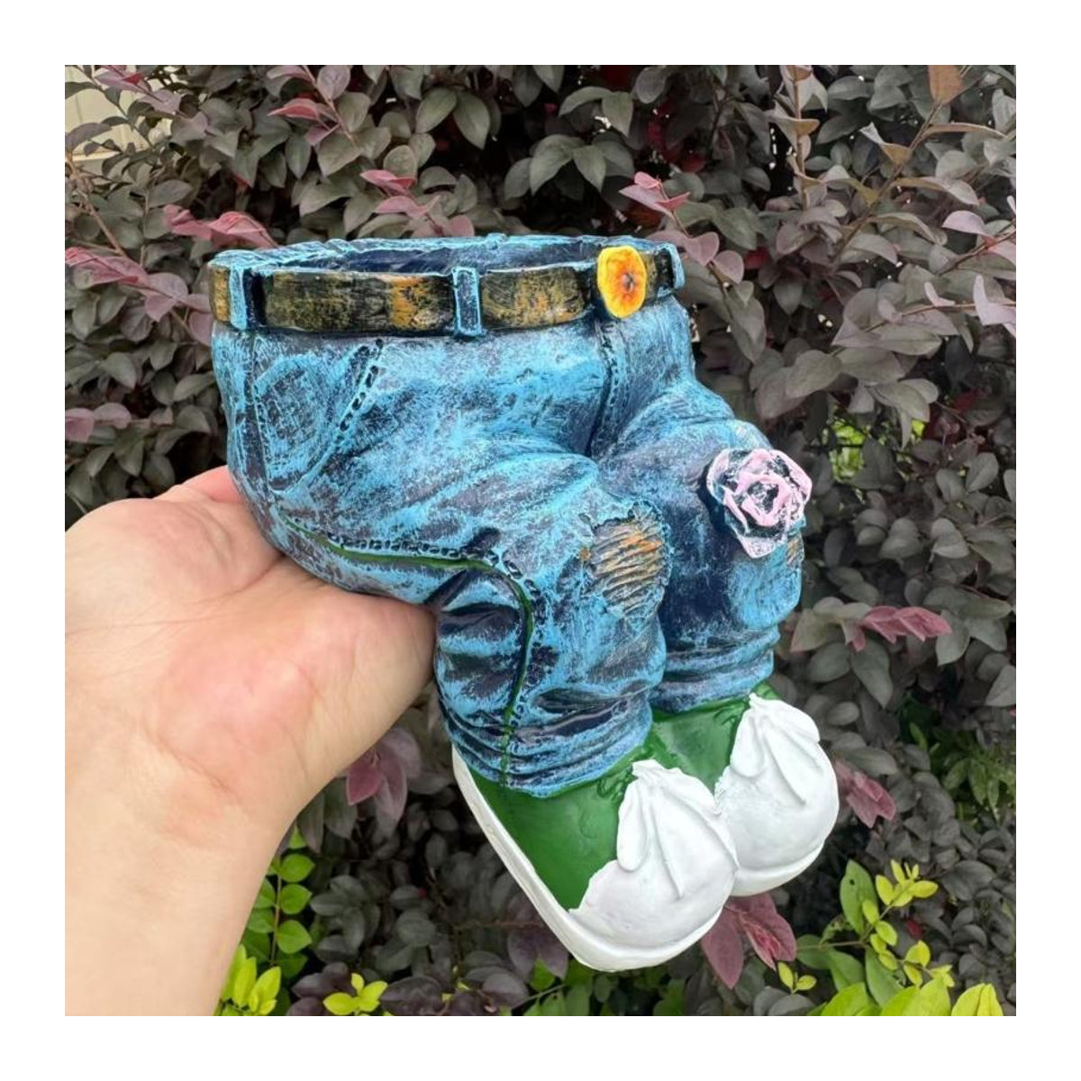 Dongyah Pflanztopf im Jeans-Design aus Kunstharz in Blau für Garten und Außenbereich - Bild 6