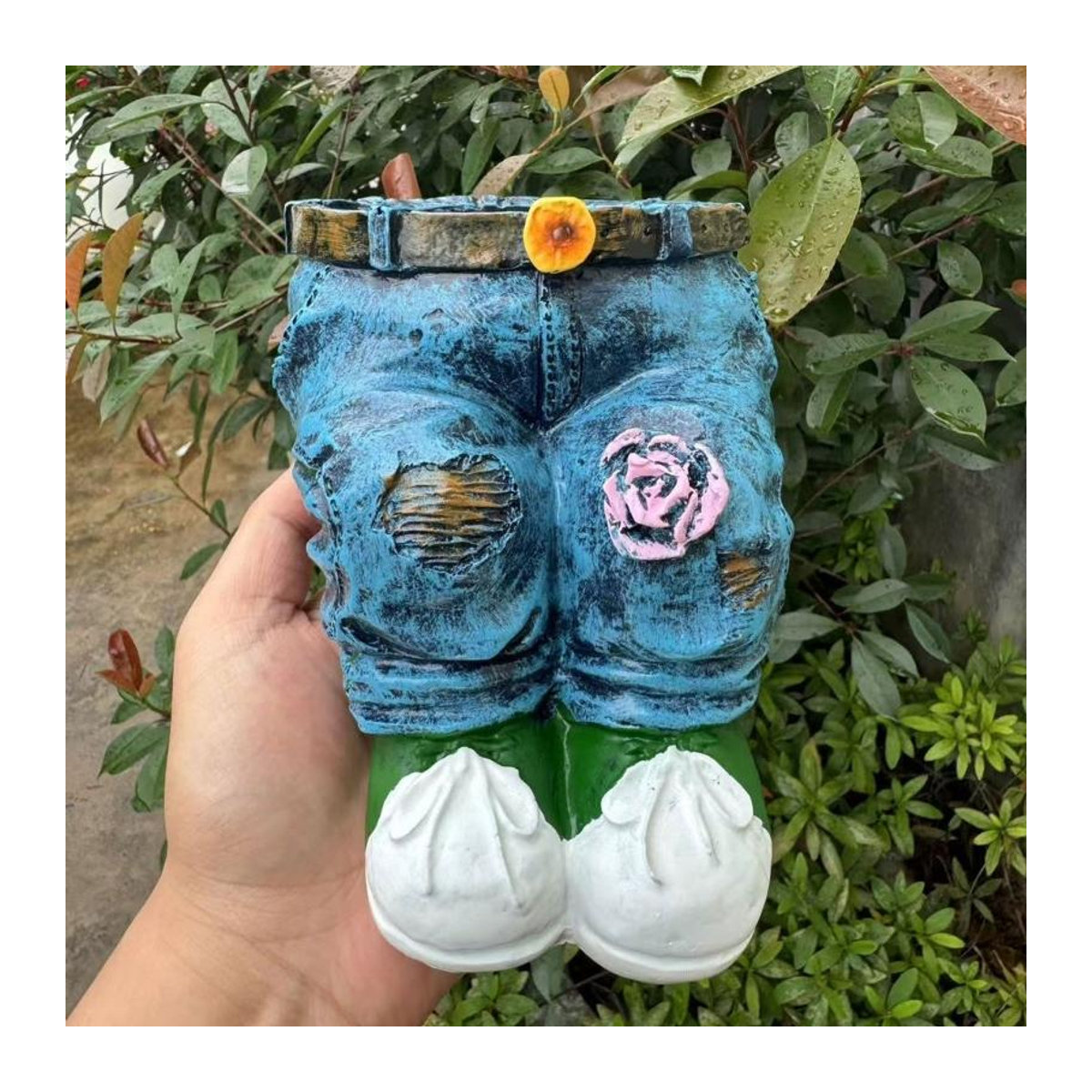 Dongyah Pflanztopf im Jeans-Design aus Kunstharz in Blau für Garten und Außenbereich - Bild 7