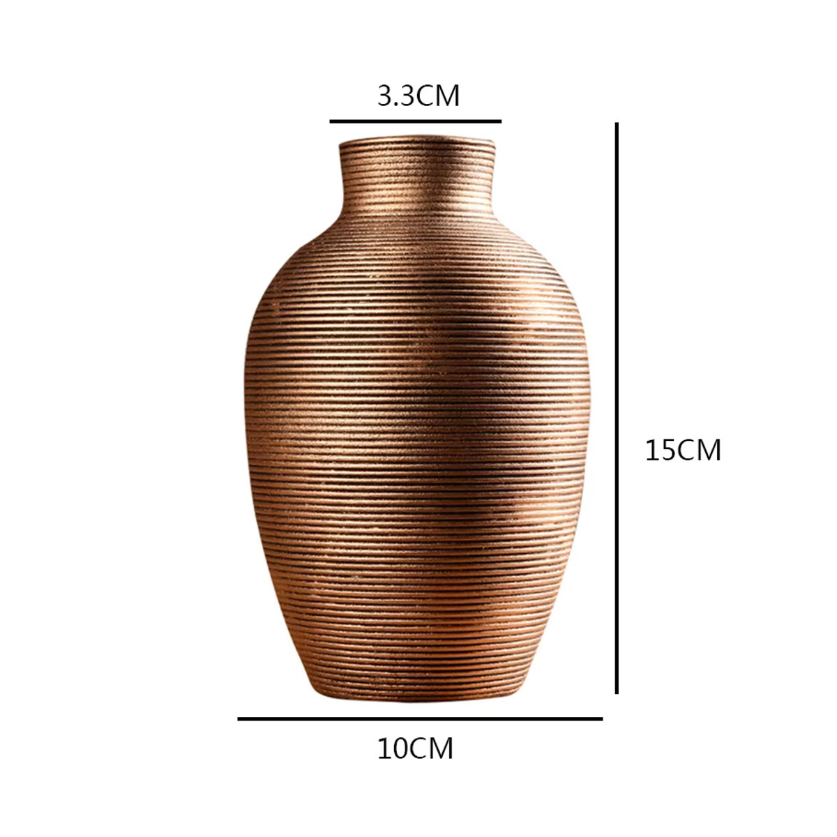 DOORSACCERY Keramik Vase in Braun mit Streifenmuster im skandinavischen Design für deine Wohnzimmer Dekoration - Bild 2