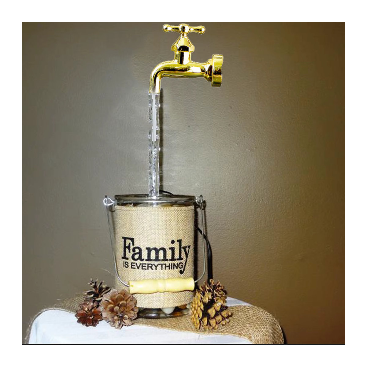 DOORSACCERY Wasserfall Brunnen mit unsichtbarem fließendem Auslauf in Gold und Alufarben aus Edelstahl für Garten und Hof - Bild 5