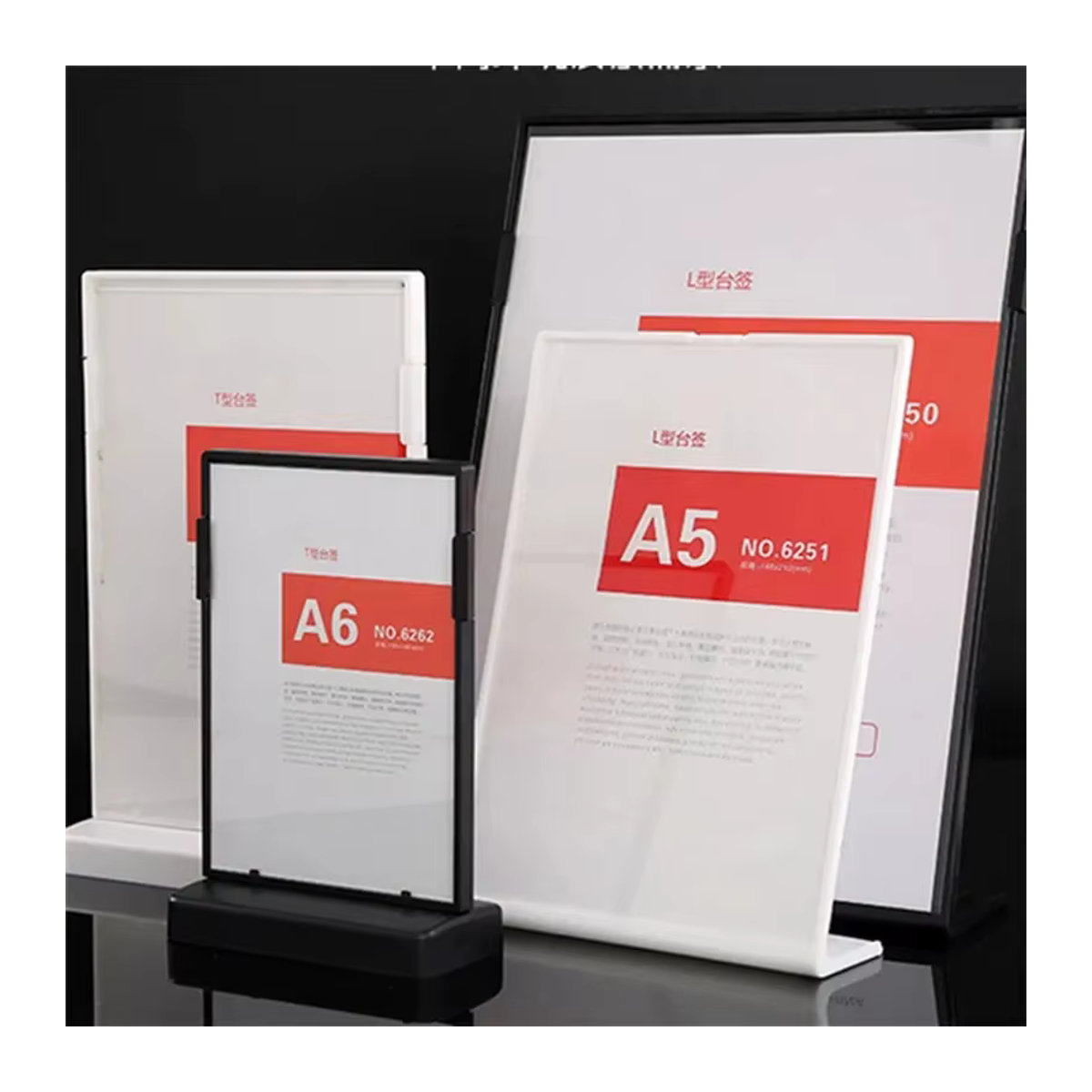 Doppelseitiger Acryl-Aufsteller A5 in L-Form, transparenter Menühalter für Tisch und Desktop, B/H: 21,0 x 14,8 cm - Bild 1