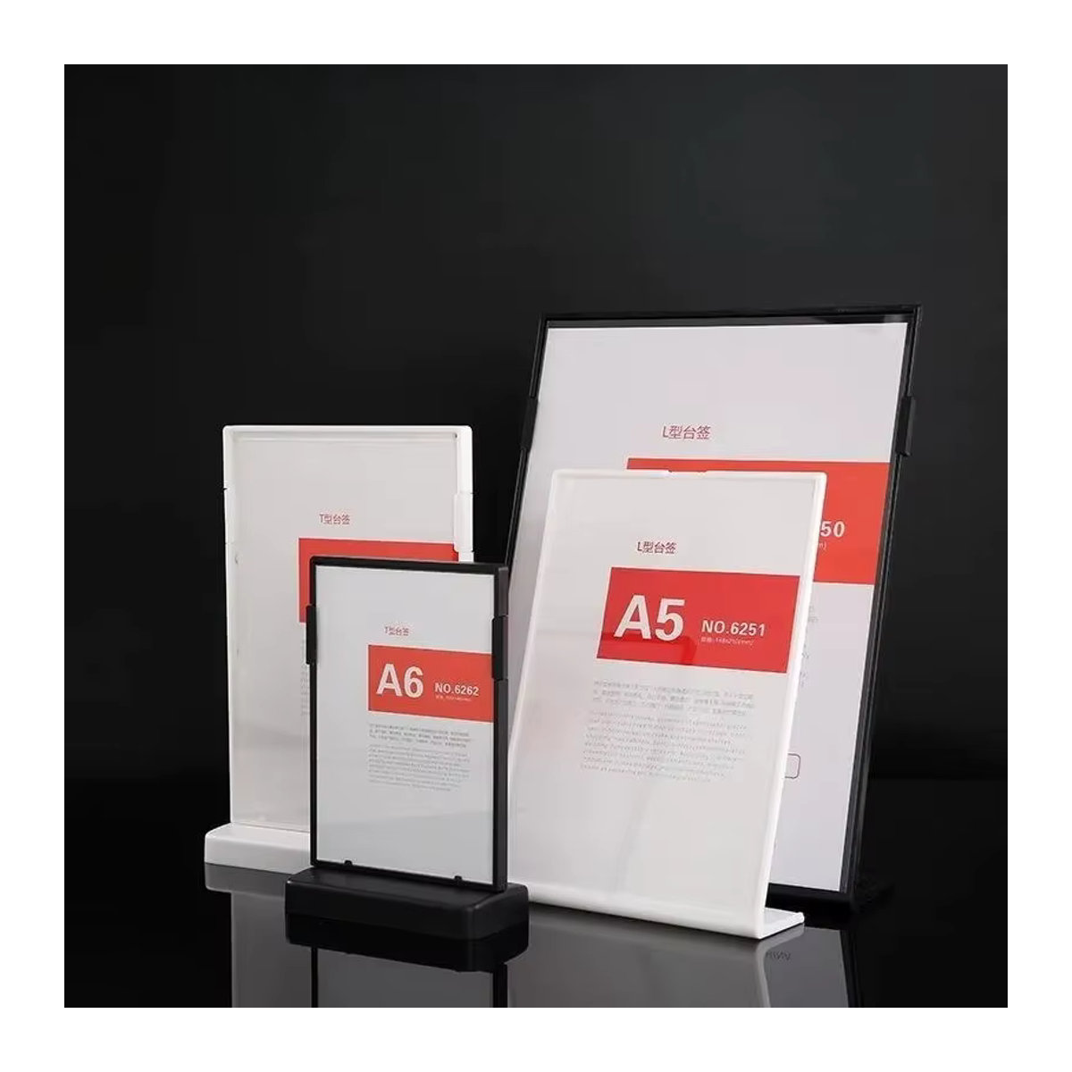 Doppelseitiger Acryl-Aufsteller A5 in L-Form, transparenter Menühalter für Tisch und Desktop, B/H: 21,0 x 14,8 cm - Bild 2