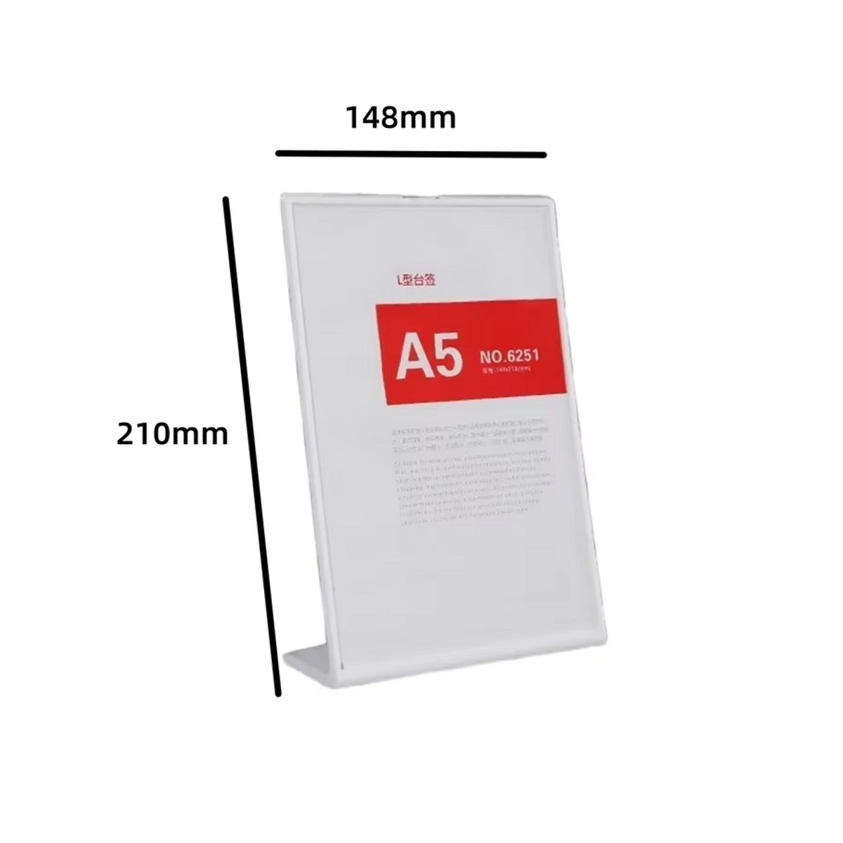 Doppelseitiger Acryl-Aufsteller A5 in L-Form, transparenter Menühalter für Tisch und Desktop, B/H: 21,0 x 14,8 cm - Bild 4