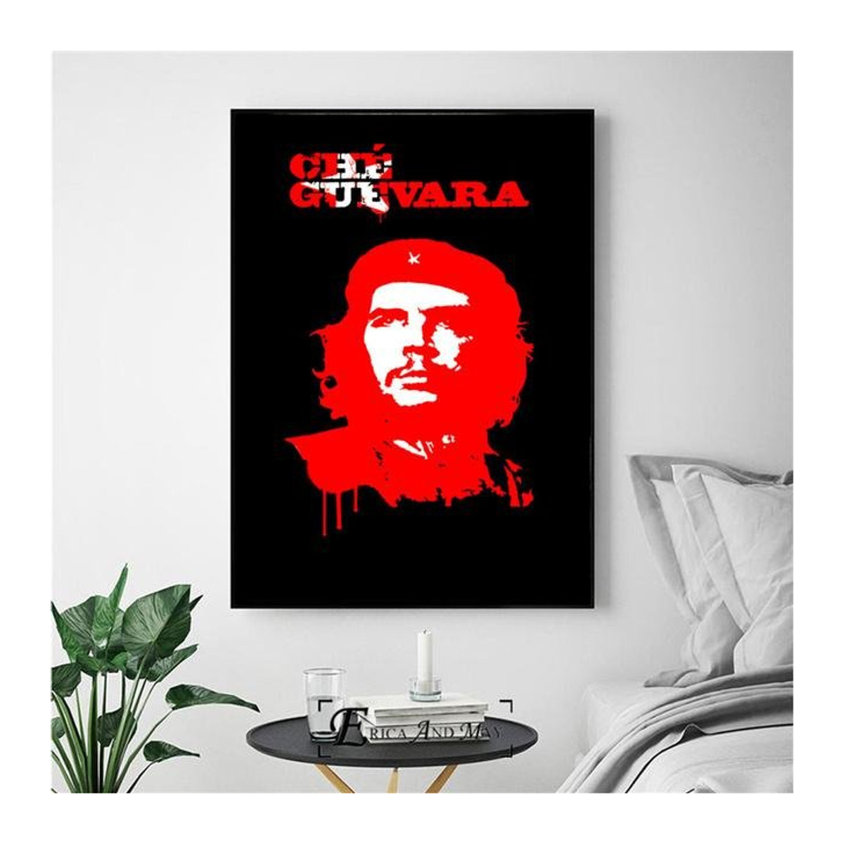 Dopudu Art Museum Che Guevara Porträt Leinwandmalerei als ästhetisches Wandbild in Rot, Rahmenlos, Breite: 40 cm, Höhe: 50 cm - Bild 1