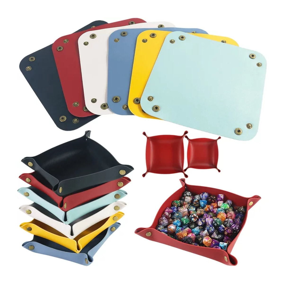 Dormia Schmucktablett aus PU-Leder in Gelb und Mehrfarbig, quadratischer Schreibtisch-Organizer für Schmuck, Schlüssel und Münzen, B/T/H: 14,5 x 14,5 x 14,5 cm - Bild 1