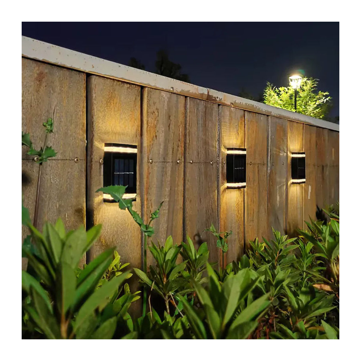 DOUWENXI Solar-LED-Außenwandleuchte in Schwarz, IP65 wasserdicht, modernes Design für Garten, Terrasse und Eingangsbereich - Bild 2