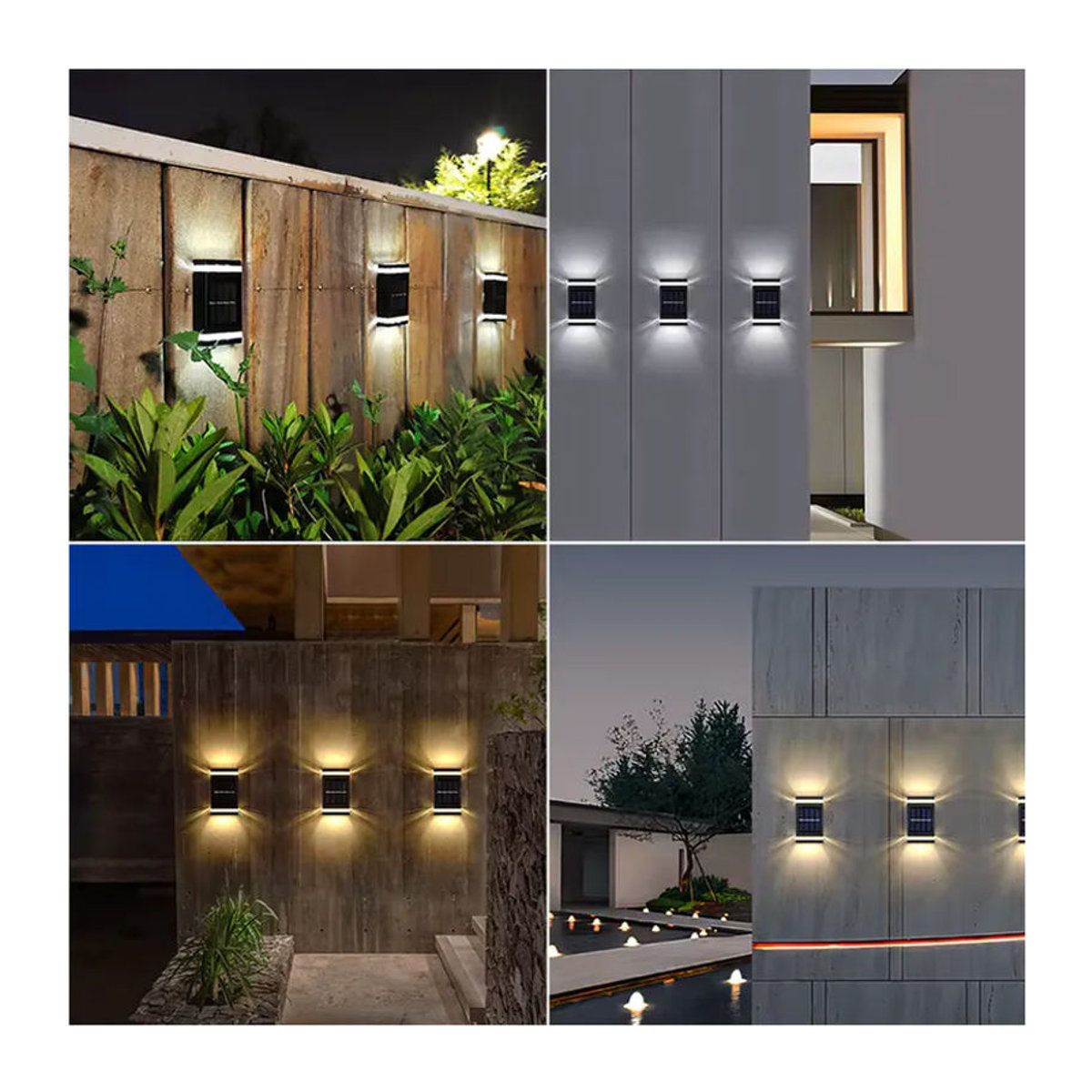 DOUWENXI Solar-LED-Außenwandleuchte in Schwarz, IP65 wasserdicht, modernes Design für Garten, Terrasse und Eingangsbereich - Bild 5