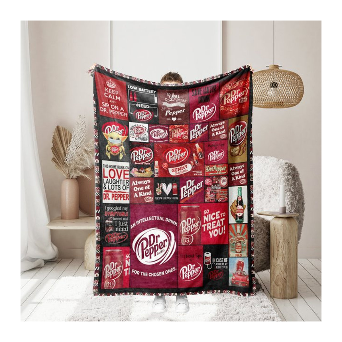 Dr. Pepper Flanellanze weiche Fleece-Decke in Rot für Sofa und Bett - Bild 1