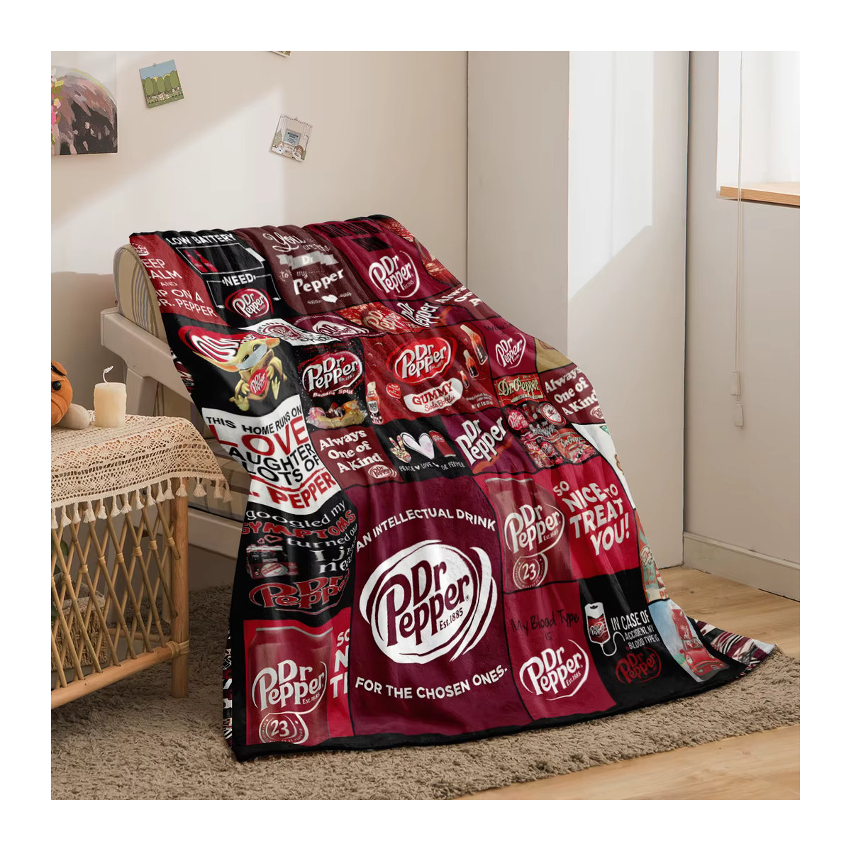 Dr. Pepper Flanellanze weiche Fleece-Decke in Rot für Sofa und Bett - Bild 3