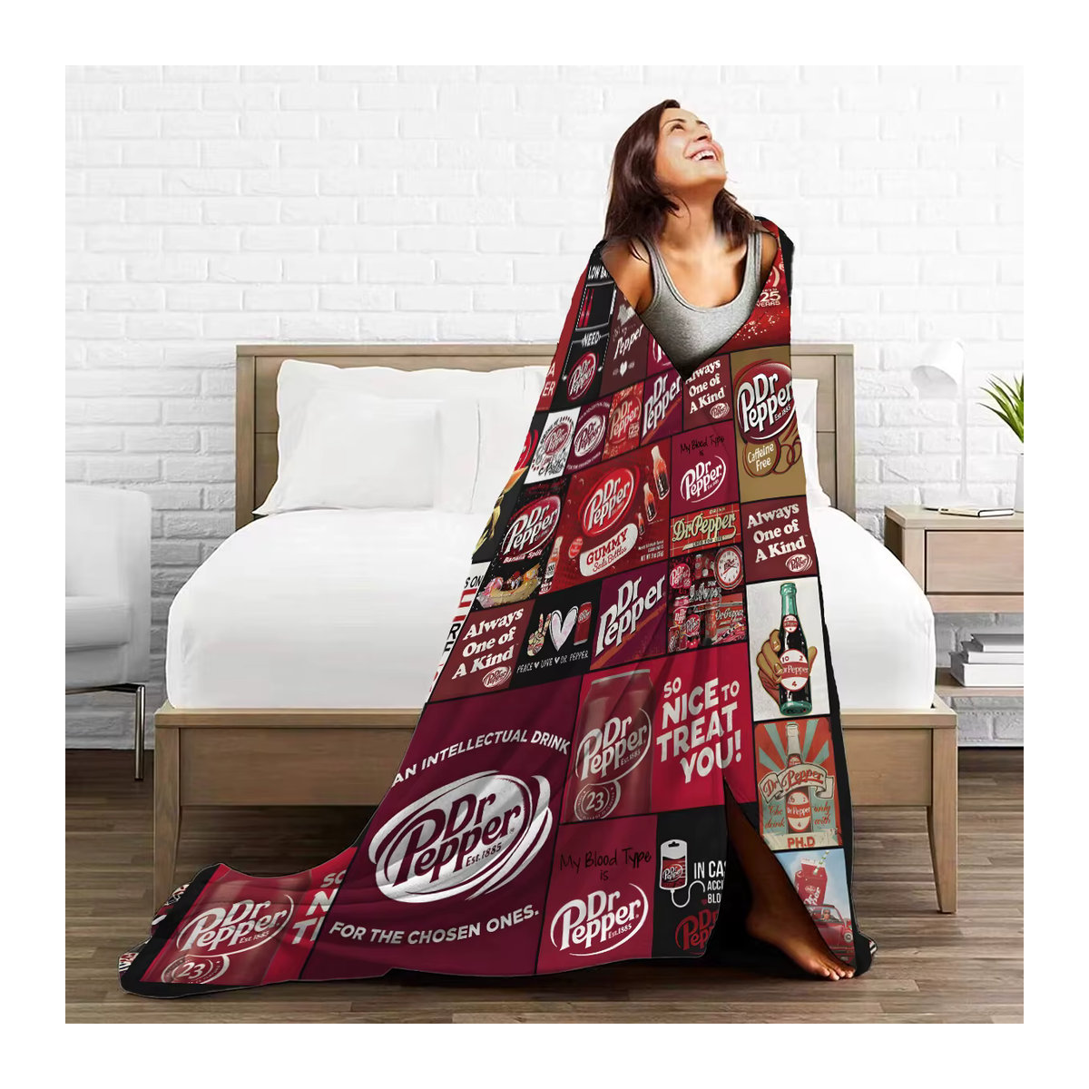 Dr. Pepper Flanellanze weiche Fleece-Decke in Rot für Sofa und Bett - Bild 4