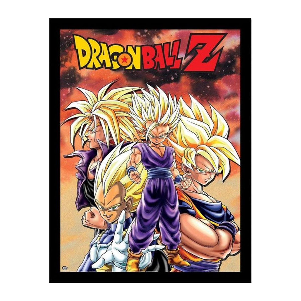 Dragon Ball Z Super Saiyan gerahmtes Poster in Querformat, Farbe: Schwarz/Mehrfarbig, Breite: 40 cm, Höhe: 40 cm - Bild 1