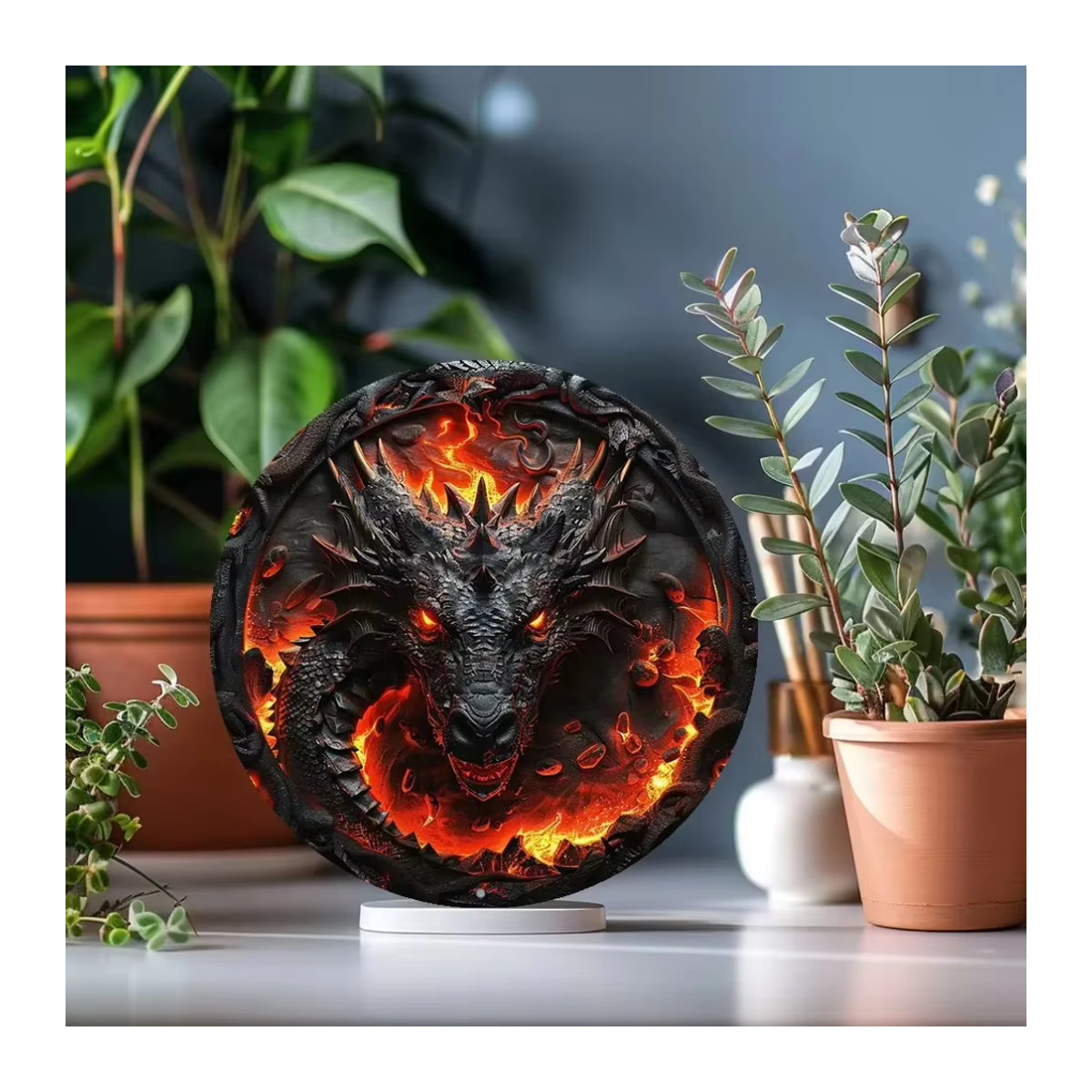 DragonFireArt Inferno-Drachenschild aus Aluminium mit 3D-Effekt als wetterbeständiges Metalldekor - Bild 3