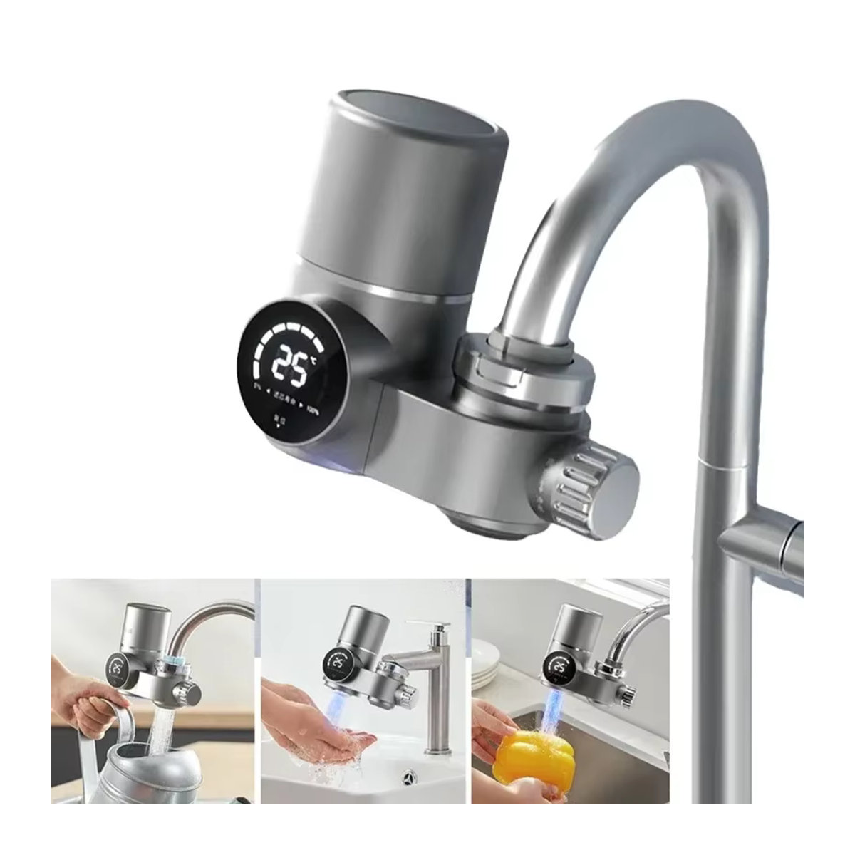 Dreamburgh Intelligenter digitaler Wasserhahn aus Edelstahl mit 8-stufiger UV-Tiefensterilisation und Wasserreiniger in modernem Design - Bild 3
