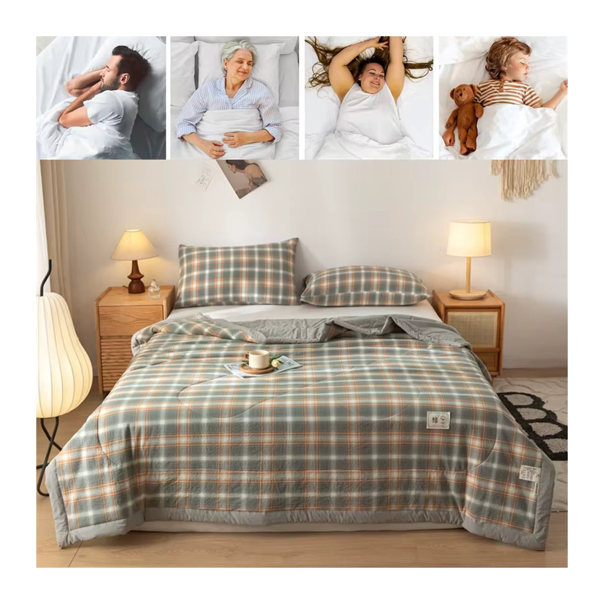 Dreamreal Sommerdecke aus 100 % Baumwolle gesteppt, mehrfarbig - Bild 4