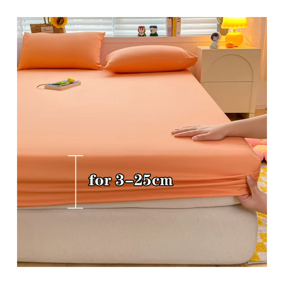 Dreamreal Spannbettlaken aus weicher Baumwolle mit elastischem Band in Beige und Mehrfarbig - Bild 2