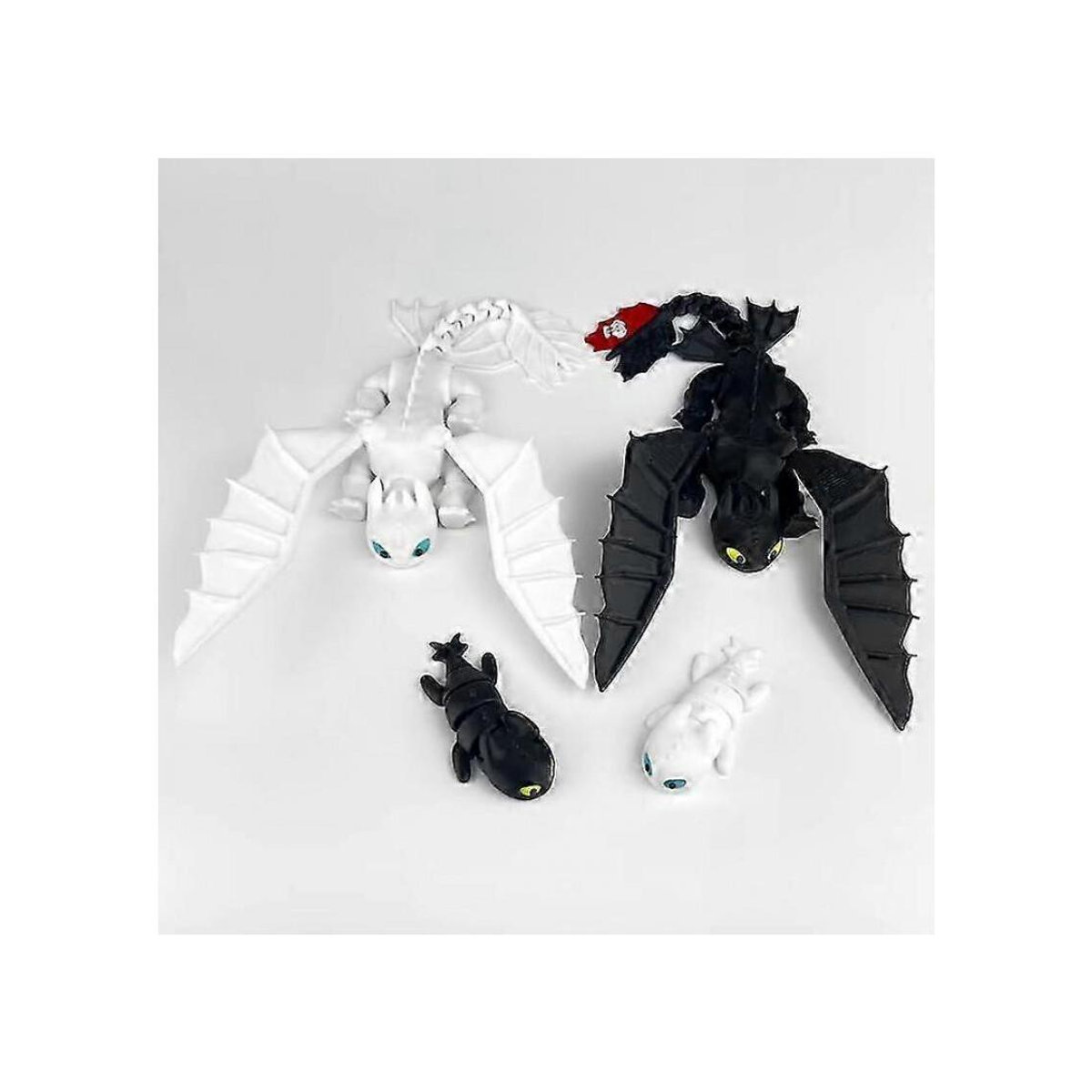 DreamWorks Drachenzähmen leicht gemacht Zahnlos und Ohnezahn 3D Figuren Set aus Kunststoff, Schwarz und Weiß, Höhe: 22 cm - Bild 2