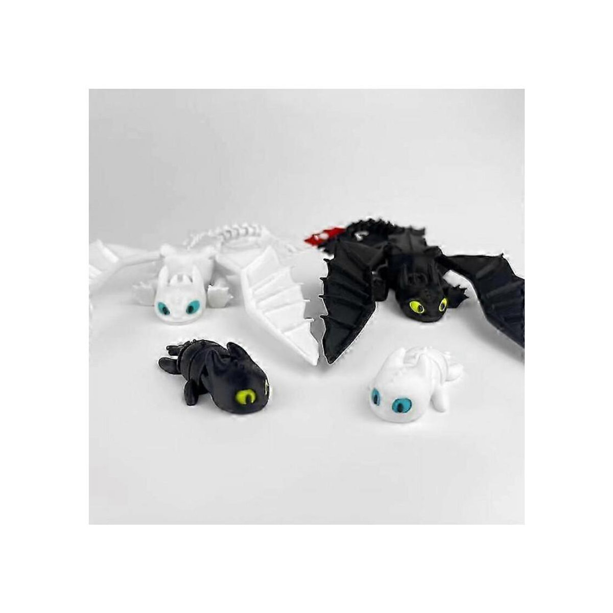DreamWorks Drachenzähmen leicht gemacht Zahnlos und Ohnezahn 3D Figuren Set aus Kunststoff, Schwarz und Weiß, Höhe: 22 cm - Bild 3