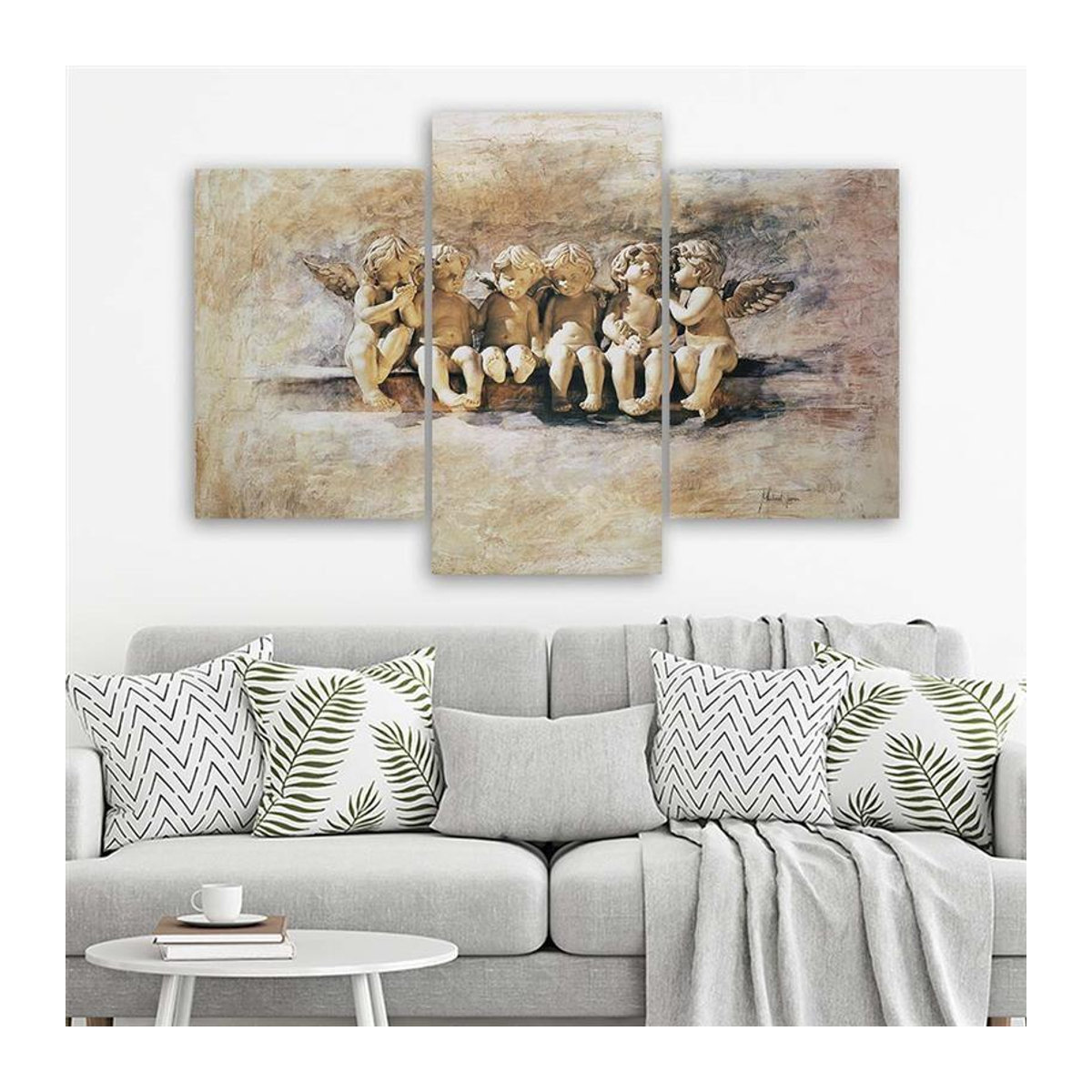 Dreiteiliger Leinwanddruck Angel von Feeby in Beige im Vintage-Stil, B: 60 cm, H: 40 cm - Bild 3