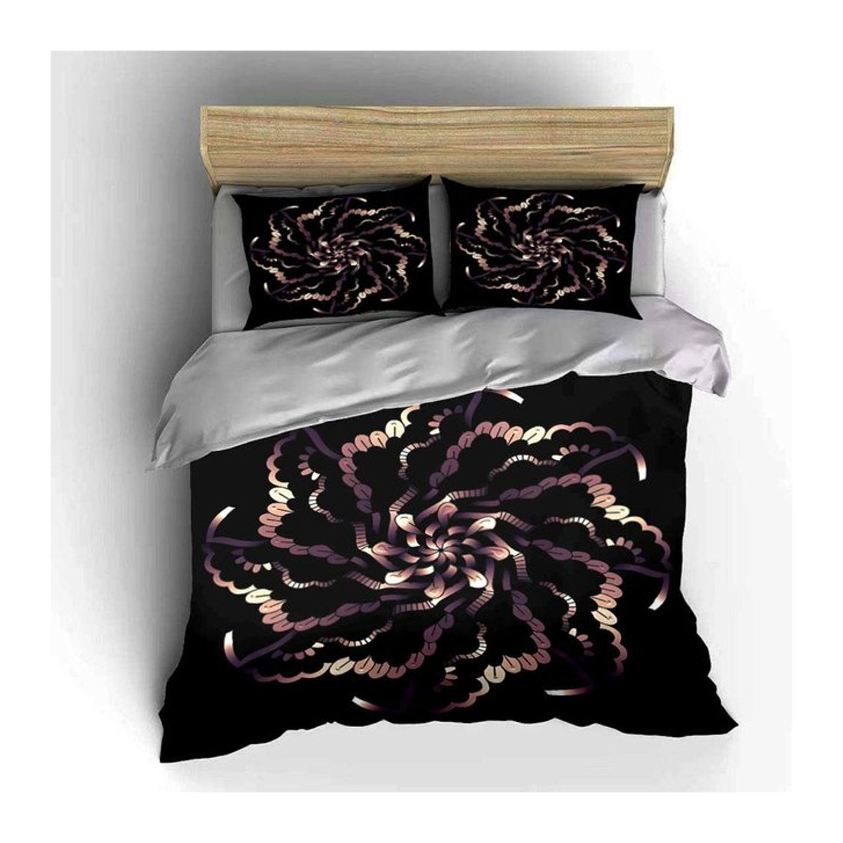 Dreiteiliges Bettwäsche-Set im Mandala-Stil mit Reißverschluss, Größe: 135 x 200 cm - Bild 1
