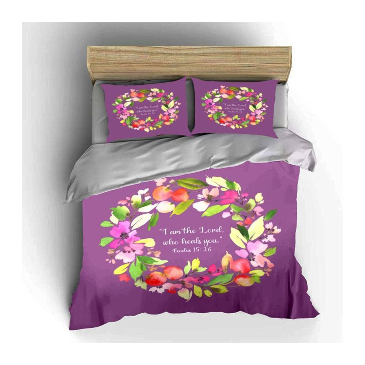 Dreiteiliges Bettwäsche-Set mit floralem Design in Multicolor mit Reißverschluss, Größe: 135 x 200 cm - Bild 1