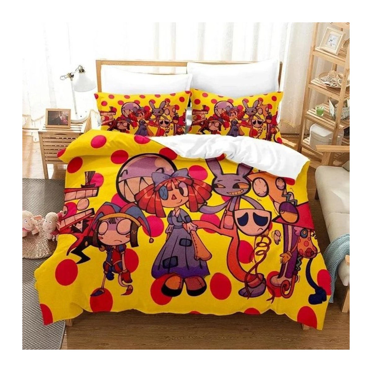 Dreiteiliges Bettwäscheset Digitaler Zirkus mit 3D-Druck im Cartoon-Anime-Design, Multicolor, EU Single 135 x 200 cm - Bild 1