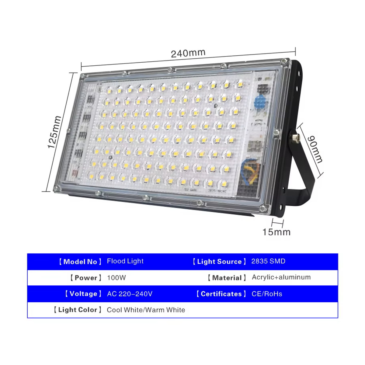 DSELCHUN LED Außenstrahler 100W Flutlicht Schwarz IP65 Wasserdicht - Bild 2