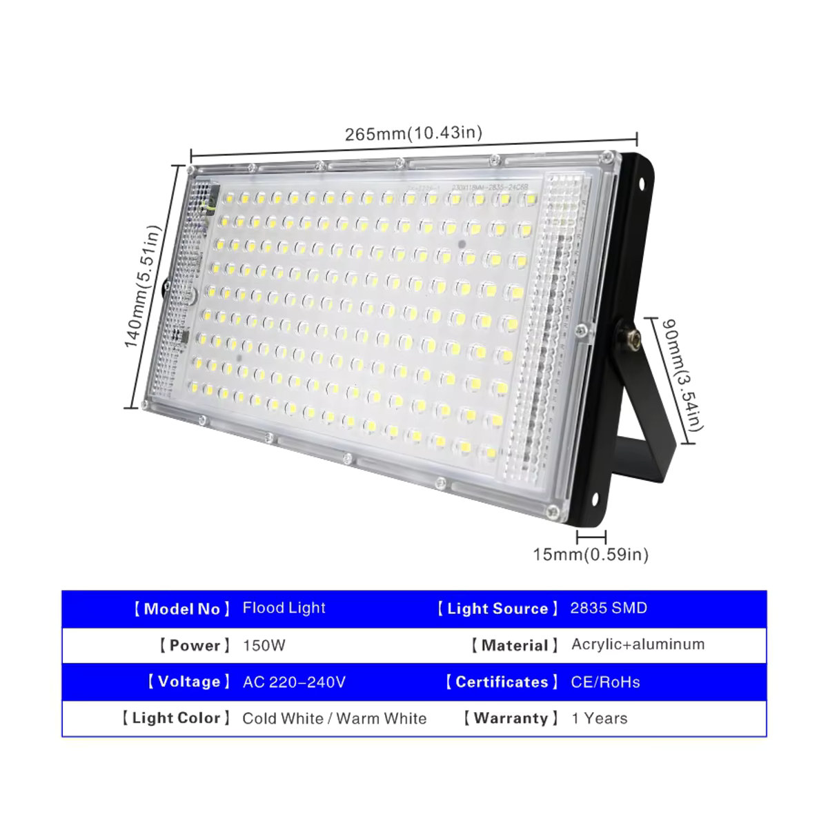 DSELCHUN LED Außenstrahler 150 W Flutlicht Schwarz für Garten und Landschaftsbau - Bild 2