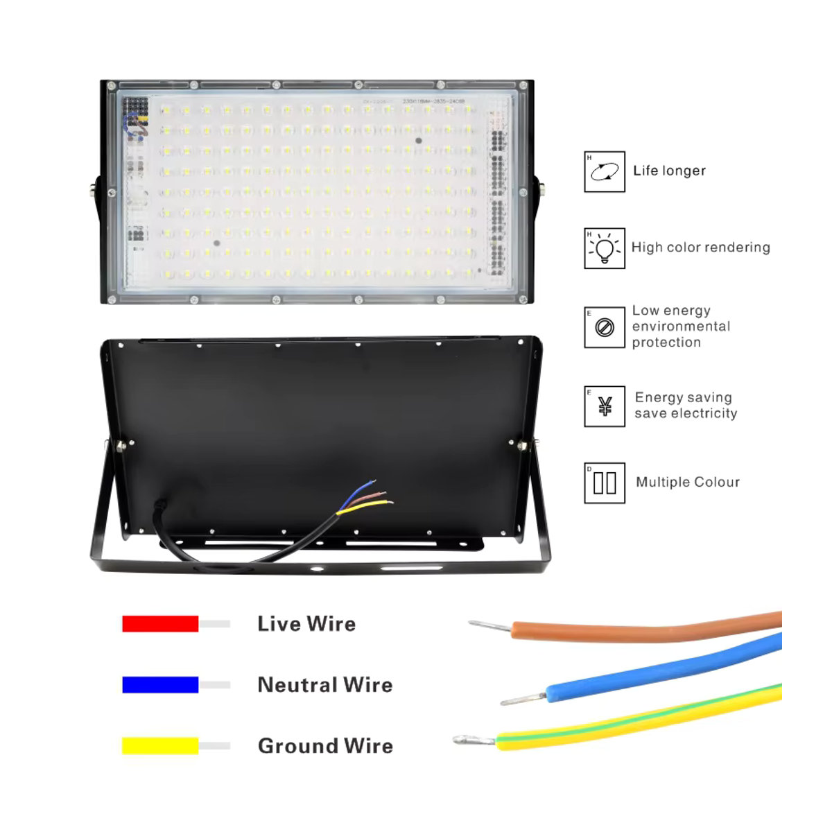DSELCHUN LED Außenstrahler 150 W Flutlicht Schwarz für Garten und Landschaftsbau - Bild 4