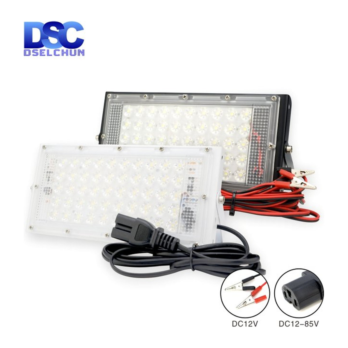 DSELCHUN LED Außenstrahler Schwarz 50W Flutlicht DC 12V-85V mit Reflektor - Bild 1