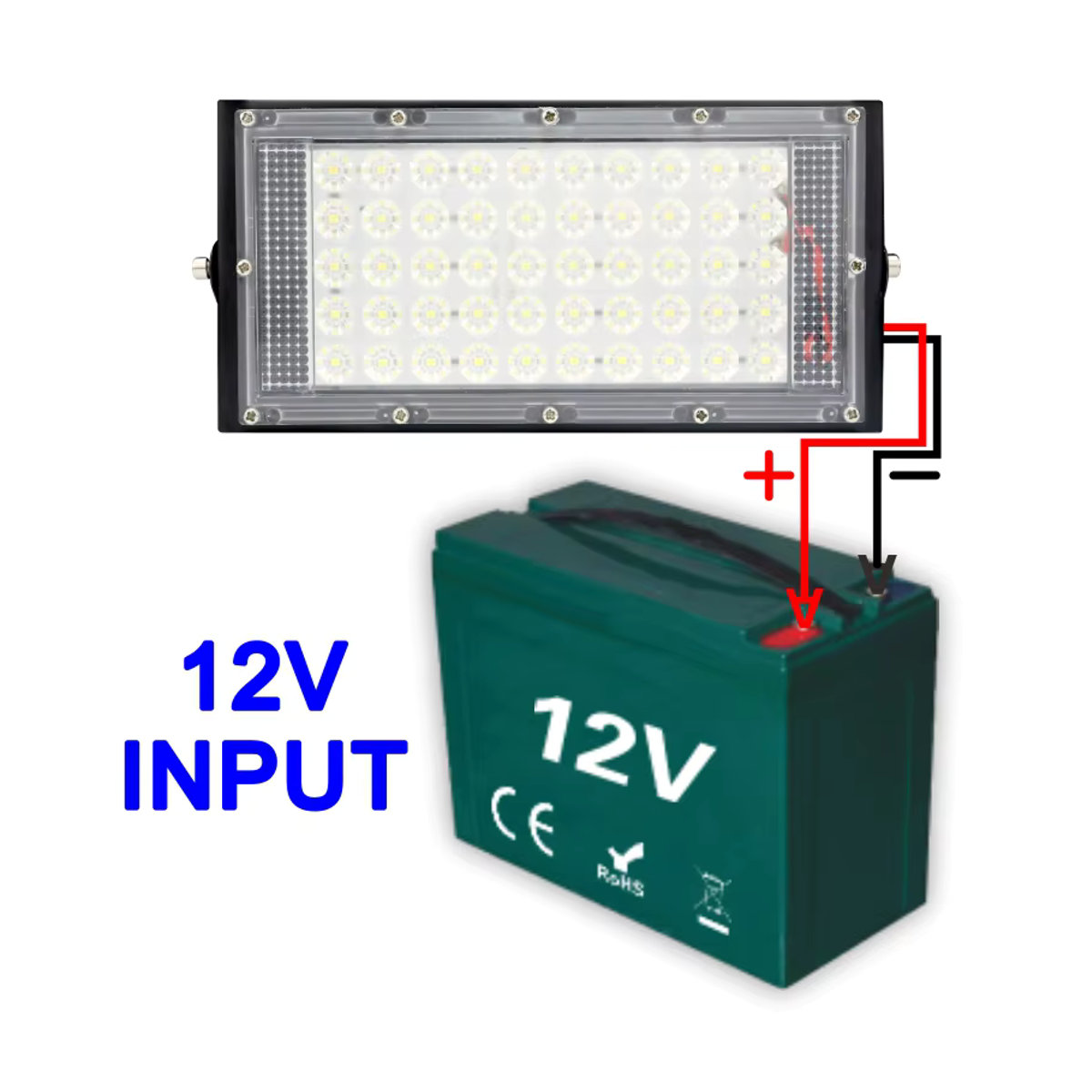 DSELCHUN LED Außenstrahler Schwarz 50W Flutlicht DC 12V-85V mit Reflektor - Bild 4