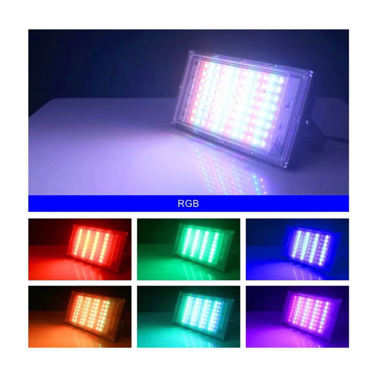 DSELCHUN RGB LED Außenstrahler Wasserdichter Flutlicht Strahler mit Fernbedienung Schwarz Bunt - Bild 2