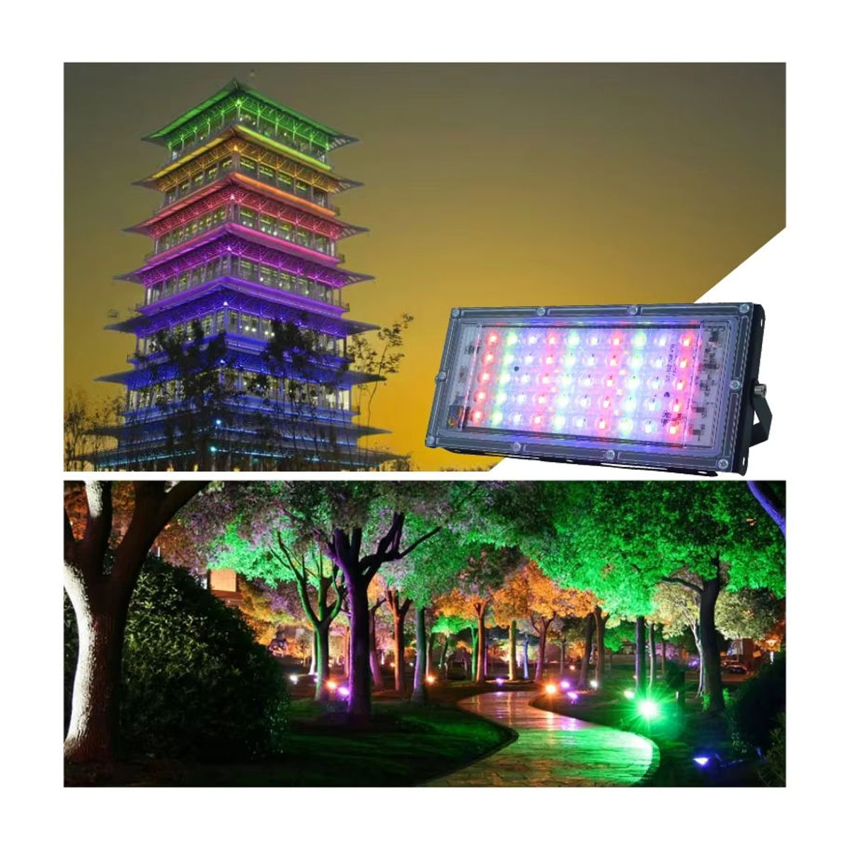 DSELCHUN RGB LED Außenstrahler Wasserdichter Flutlicht Strahler mit Fernbedienung Schwarz Bunt - Bild 6