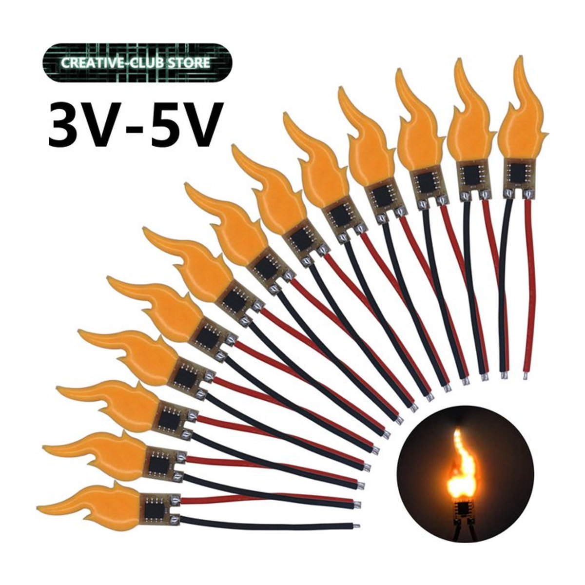 DT&ZM LED COB Filament Taschenlampe im Retro-Stil mit flackernder Flamme, Gelb - Bild 1