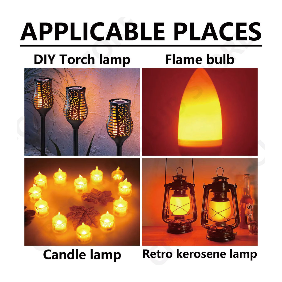 DT&ZM LED COB Filament Taschenlampe im Retro-Stil mit flackernder Flamme, Gelb - Bild 6
