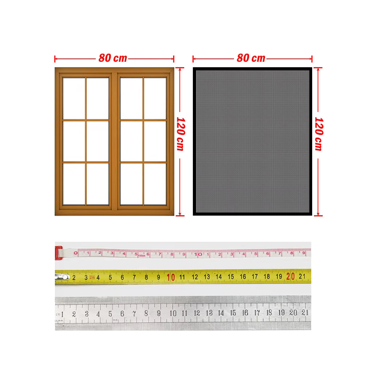 DTGJ Moskitonetz für Fenster, selbstklebend und wiederverwendbar, weißes Anti-Mücken-Fenstergitter aus Tüll, anpassbar und waschbar - Bild 6