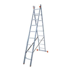 DUBILO Mehrzweckleiter mit 2 x 9 Sprossen aus Aluminium in Silber
