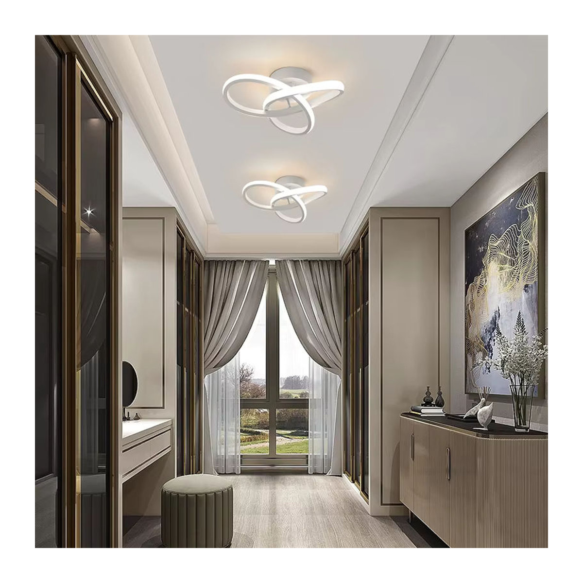 DUNDUN LED Kronleuchter in Weiß im modernen Stil für Schlafzimmer und Esszimmer - Bild 5