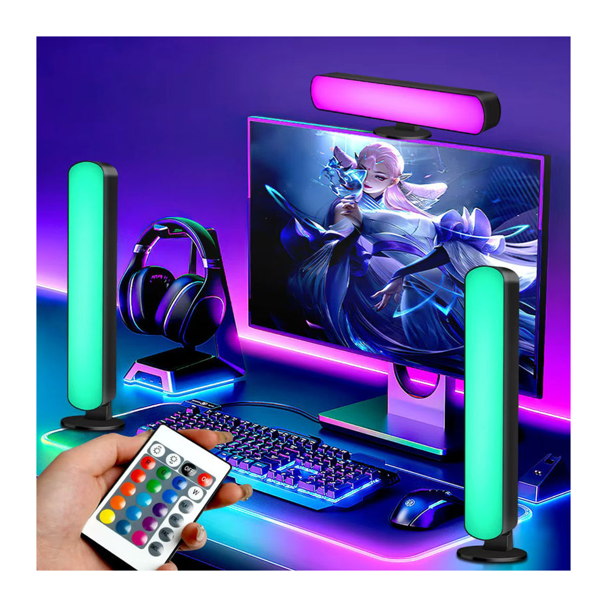 DUNDUN RGB LED Musik Sync Nachtlicht mit Fernbedienung für Gaming und Schlafzimmer, Bunt, Modern - Bild 2