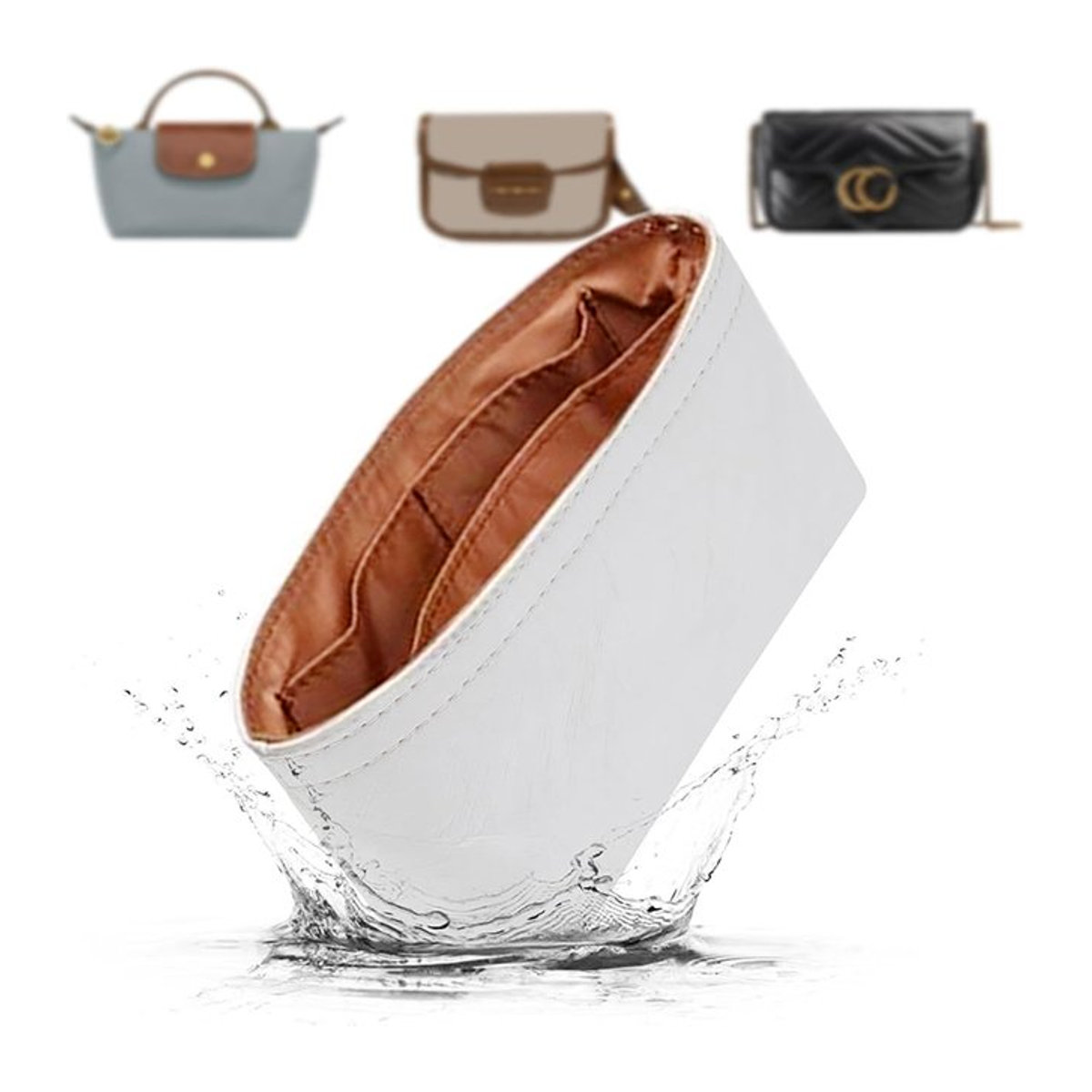 DuPont Organizer-Tasche für Longchamp Mini Bag in Weiß, wasserdichte Innentasche zur Aufbewahrung - Bild 1