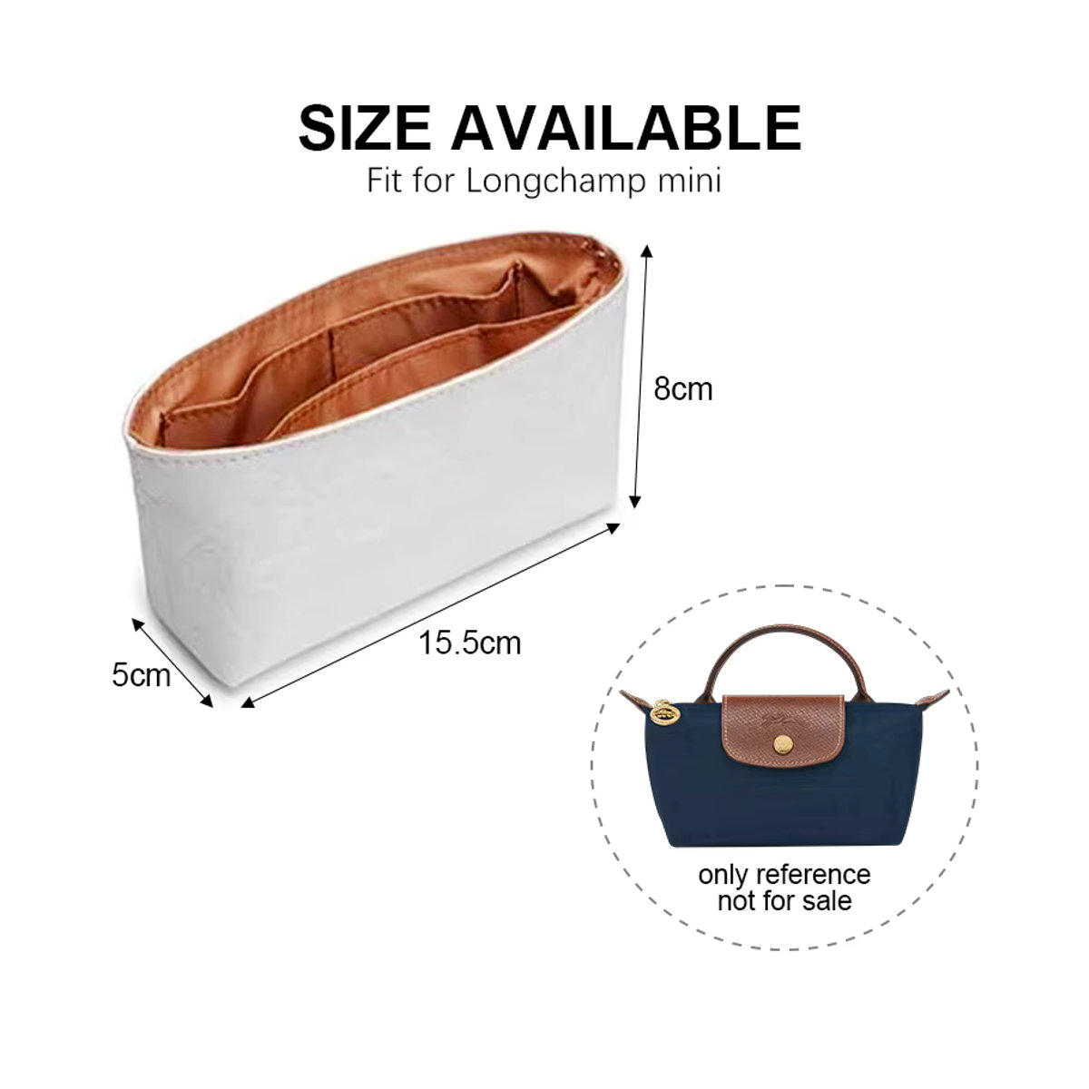 DuPont Organizer-Tasche für Longchamp Mini Bag in Weiß, wasserdichte Innentasche zur Aufbewahrung - Bild 3